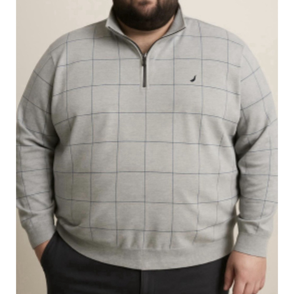VTG Nautica 90s 1/4 Zip Pullover Sweatshirt Men’s 3XL Preppy Gray Big & Tall